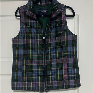 Lands' End Women’s Small Plaid Puffer Vest - Multicolor